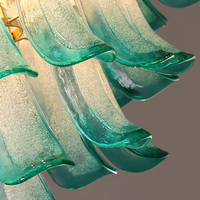 Lustre suspendu en verre artistique soufflé à la main, dégradé vert, en forme de pétale, style Murano, pour la décoration intérieure de villas et d'hôtels, lustre de luxe