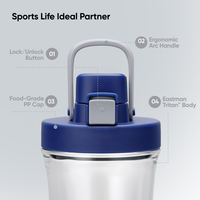 Bouteille shaker anti-fuite de 700 ml, couvercle à ouverture rapide et large ouverture pour un nettoyage facile, mélangeur de protéines en Tritan