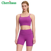 Ensemble de sport deux pièces pour femme : débardeur dos nu et short taille haute avec coussinets intégrés, extensible dans quatre directions, écologique et à séchage rapide