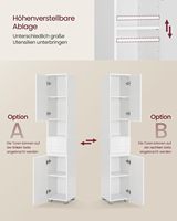 Armoire étroite pour salle de bain, meuble de salle de bain, étagères réglables, compartiment ouvert, blanc nuage