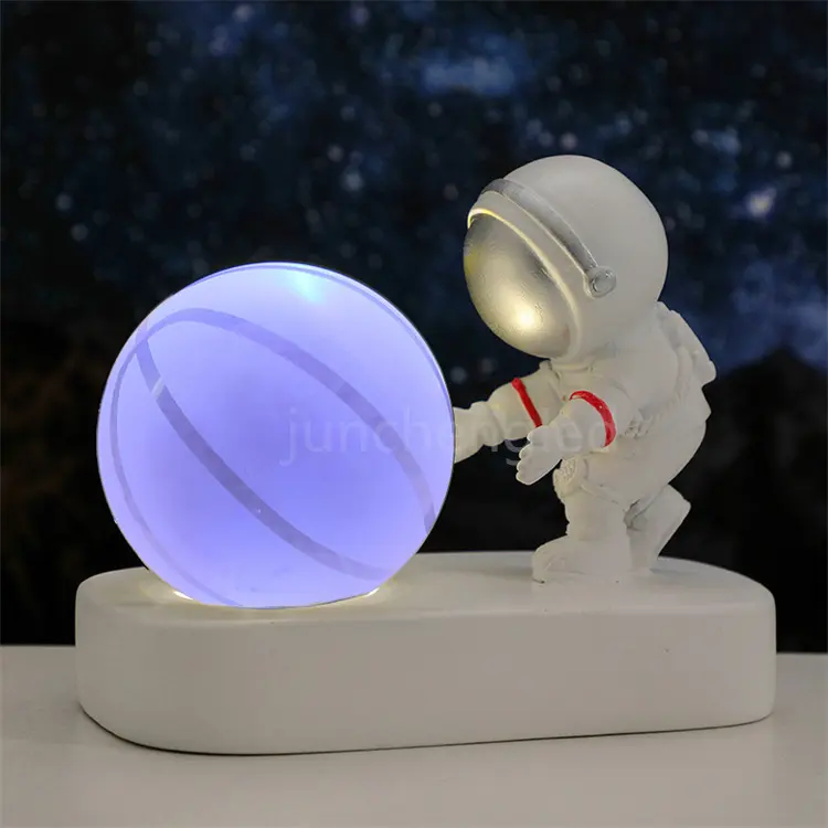 Crystal 3D Laser Engrave Carved solar globe system novelty projection LED night light Rotating music box crystal ball