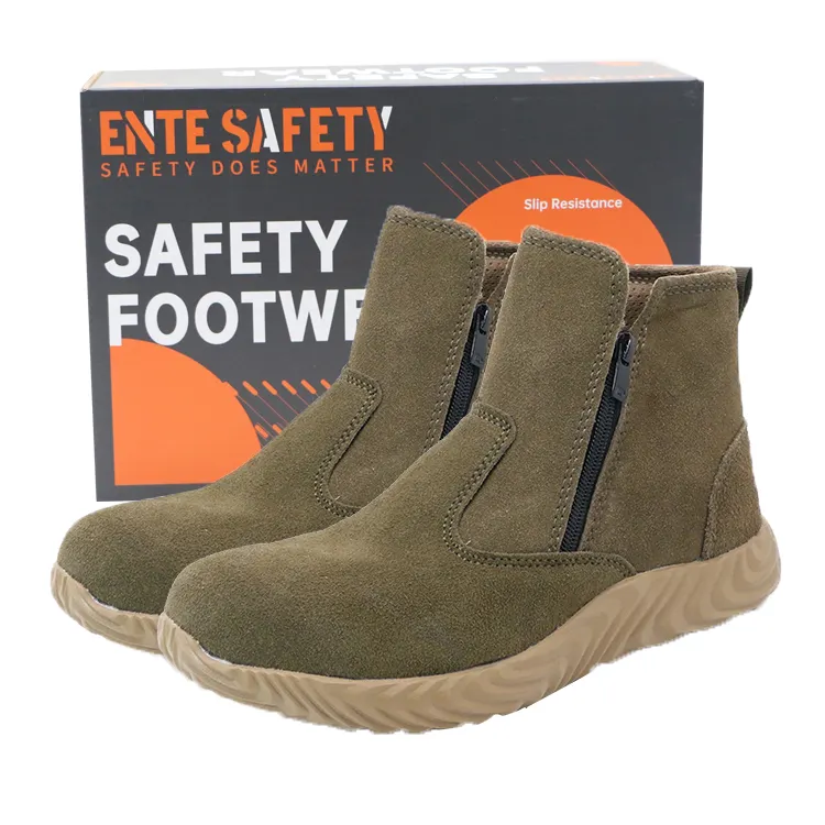 Eti safety suede leather rubber outsole work safety shoes for men light weight safety boots