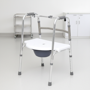 Chaise de douche et de toilette médicale multifonctionnelle réglable en hauteur, déambulateur portable pour personnes âgées - Product Image 1