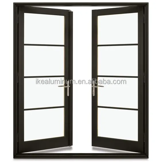 Оптовая цена, французская кованая железная дверь, черная алюминиевая металлическая рамка, передняя французская дверь, французские экранные двери