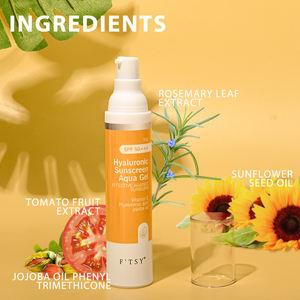 넓은 스펙트럼 블루 라이트 보호를위한 개인 라벨 SPF 50 PA +++++ 히알루 론산 아쿠아 울트라 라이트 자외선 차단제 젤 - Product Image 6