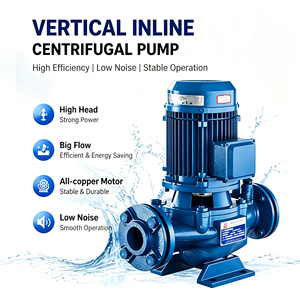 Pompe centrifuge verticale en ligne GD 0,5 CV en fonte pour circulation de pipeline, alimentation en eau de bâtiment CVC et arrosage de fontaines - Product Image 2