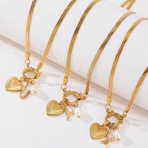 Collier tendance en acier inoxydable avec pendentif <span class=keywords><strong>lettre</strong></span> A-Z et chaîne serpent pour filles et femmes - Cadeaux pour filles - Product Image 5