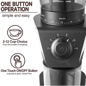 <span class=keywords><strong>Moulin</strong></span> <span class=keywords><strong>à</strong></span> <span class=keywords><strong>café</strong></span> électrique <span class=keywords><strong>professionnel</strong></span> en forme de cône, 2-12 tasses, protection quantitative, acier inoxydable, usage hôtelier - Product Image 3