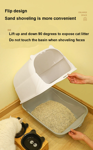 Extra große geschlossene Katzentoilette mit Haube & Klappklappe – Hohe Seitenwände zur Vermeidung von Streuungen, Geruchskontrolle, aus strapazierfähigem PP - Product Image 5