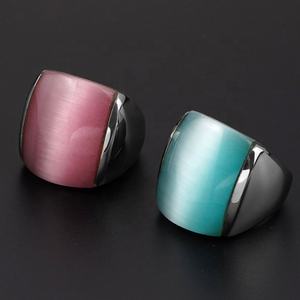 Grandes bagues en pierre de cristal pour femmes, bijoux de fête, acier inoxydable, ne ternissent jamais, accessoires de bague à porter au doigt, en stock - Product Image 2