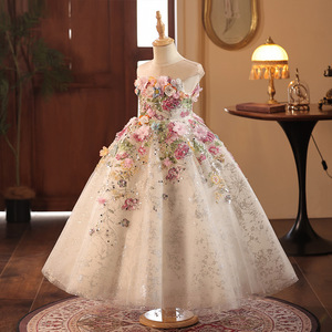 Robes de princesse haut de gamme pour filles, style français, série Forêt, à motifs floraux, pour petites hôtes, défilés, spectacles au piano et fêtes d'anniversaire - Product Image 4