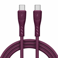 Kabel Silikon USB C ke USB C 100W Sentuhan Lembut PD Pengisian Cepat Transfer Data 480Mbps Kabel Tipe C Warna-warni Dark Cherry
