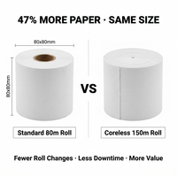 Rouleau de papier thermique monocouche de qualité A, directement de l'usine, 57x38 40 80x80mm pour les terminaux de point de vente, les distributeurs automatiques de billets et les caisses enregistreuses