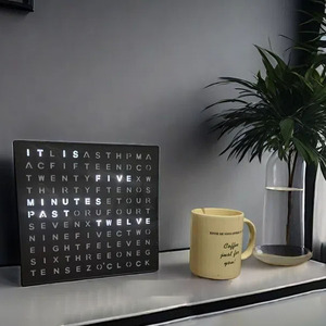 Máy tính để bàn LED bảng chữ cái hộp đèn hiển thị thời gian từ tiếng Anh Đồng hồ reloj de pared kỹ thuật số Đồng hồ treo tường - Product Image 2