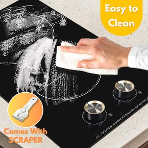 Placa de cocción eléctrica vitrocerámica empotrada de 2 quemadores con control por perilla, en negro Domino. - Product Image 5