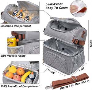Lonchera para Hombres y Mujeres, Bolsa Térmica para el Trabajo, Lonchera Grande a Prueba de Fugas, Bolsa Refrigerante de Doble Piso - Product Image 2