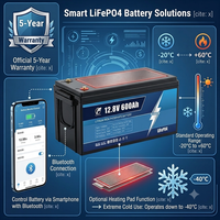 Baterai LiFePo4 12V 600Ah 12.8V, Baterai Lithium 24V 25.6V 100Ah 200Ah 300Ah 460Ah 600Ah, 6000 Siklus, Baterai untuk Caravan dan Kapal Pesiar