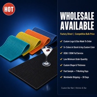 Tapis de drainage en silicone épaissi personnalisé pour bar, antidérapant, à grille texturée, avec rebord surélevé, 5 couleurs, logo OEM, pour cuisine et comptoir de café
