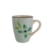Ensemble de tasses à café et à thé en céramique grès émaillée mate, kit de tasses jetables, vente en gros, tasses à poignée simple, vaisselle à motifs floraux