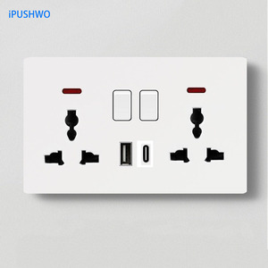 240V EU/UK tiêu chuẩn 2 gang 2 cách ánh sáng + 2 USB Home tường ổ cắm phổ Ổ cắm điện 250V tường thiết bị chuyển mạch - Product Image 2