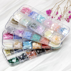 Hot Sale Colorful 12 Grids Easy Apply 3D Irregular Mermaid Nail <b>Sequins</b> Abalone Sea Shell Flakes for UV Gel Nail <b>Art</b> - Product Image 1