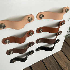 Manijas de puerta de cuero PU de estilo nórdico, manijas de cajones para armarios domésticos, manijas de cuero creativas a prueba de niños. - Product Image 3