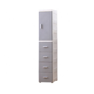 Kitchen and <strong>Bathroom</strong> Corner <strong>Cabinet</strong> 25 cm Single Door Open 4 Storage Drawers <strong>Plastic</strong> Cupboard with Wheels - Product Image 1