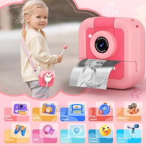 M8 Kids Instant Print <b>Camera</b> 48MP 1080P HD Video Selfie Toy <b>Camera</b> Support 32GB Card Inkless Paper <b>Printing</b> Gift for Age 3-12 - Product Image 2