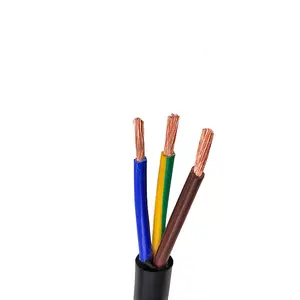 3x0.75 square mm cable electric pvc sheath flex electrical cable 3 core black 100m roll