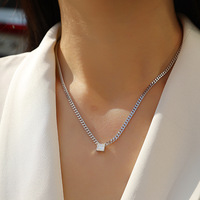 Collier pendentif en moissanite taille princesse VVS, plaqué rhodium, argent sterling 925, bijoux pour femmes, luxe