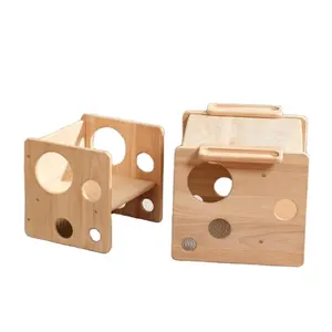 customization table and chair set Natural Solid Wooden Kids Table Cube Chair for Boys and Girls