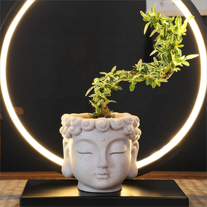 Roogo White Jade Buddha Head Maceta Pequeña Maceta Decorativa Suculenta Maceta Jardín Escritorio Asiático Zen Style Bonsai - Product Image 3