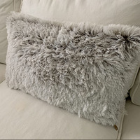 Housse de coussin en fausse fourrure de luxe, tricotée, personnalisable, douce, moelleuse, en peluche, carrée, pour hôtel et usage domestique