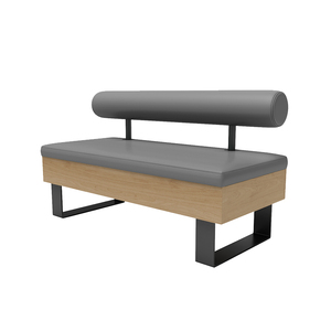Modern Wooden <b>Bench</b> with Green <b>Cushion</b> and Metal Legs for Restaurant Furniture Set - Product Image 6