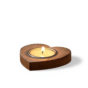 Handmade Customizable Heart Shape Wooden Tea Light <b>Holder</b> Rustic Wedding Home Decor - Product Image 1