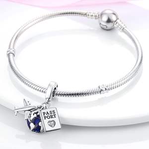 Top Venta caliente 925 dijes de plata esterlina pulseras avión pasaporte mariposa cuentas colgantes joyería para mujeres - Product Image 2