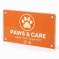 Panneau mural personnalisé en acrylique avec logo, texte, slogan, icônes sociales, plaque en plexiglas haute transparence avec supports pour boutique, bureau, hôtel