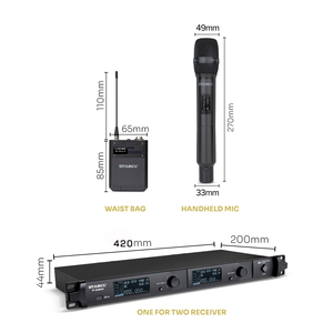 ST-9380S 2 Kênh <span class=keywords><strong>Uhf</strong></span> Đúng Đa dạng Không Dây Microphone Hệ Thống Lavalier Ve Áo Tai Tai nghe Mic Cho Nói Hội Nghị Phòng - Product Image 5