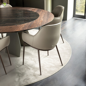 Meubles de salle à manger de luxe Fauteuil à pieds <span class=keywords><strong>en</strong></span> métal <span class=keywords><strong>noir</strong></span> <span class=keywords><strong>Chaise</strong></span> de salle à manger moderne à bras rembourré <span class=keywords><strong>en</strong></span> velours - Product Image 4
