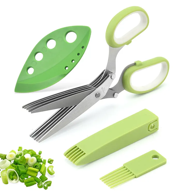 Nieuwe Roestvrijstalen 5 Blade Keuken Salade Schaar Kruidenschaar Keuken Schaar Voor Groente