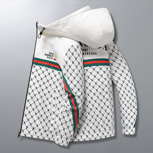 เสื้อแจ็คเก็ตผู้ชายสุดหรู สไตล์สปอร์ต สำหรับฤดูใบไม้ผลิ ไซส์ใหญ่ ซิปหน้า รับสกรีนโลโก้ กันลม กันน้ำ ผ้าวอร์สต์ ถักโครเชต์ - Product Image 3