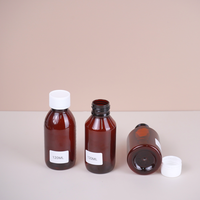 Bouteille de sirop contre la toux PET ambré personnalisé de 120ml, bouteille de médecine liquide orale vide avec bouchon inviolable