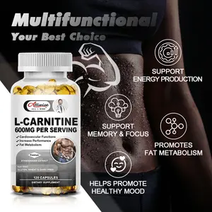 Cápsula de L-carnitina para metabolismo de gordura, cápsula softgel de L-carnitina de marca própria 120 unidades