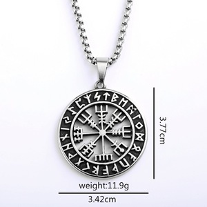 yunnique Nordic Vintage Stainless Steel Unisex Viking <b>Compass</b> Necklace Double Sided Snowflake Pendant Gift Jewelry - Product Image 5