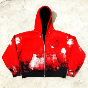 Sudadera con capucha de alta calidad con cremallera para hombre, estilo urbano, 100% algodón, felpa francesa gruesa, vintage, desgastada y bordada, OEM personalizada - Product Image 3