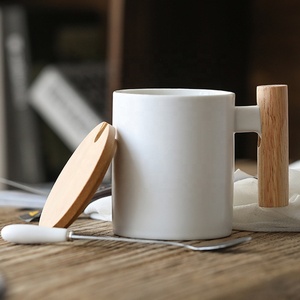 Hot bán Quà Tặng thăng hoa sứ <span class=keywords><strong>Mug</strong></span>, nắp tre chén gốm với nắp và muỗng gỗ xử lý gốm cốc cà phê <span class=keywords><strong>Mug</strong></span> - Product Image 4