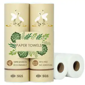 Eco Standard Size Pure Bamboo Pulp 2ply Kitchen Paper Towel With Custom Logo