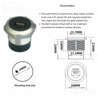 Adaptateur réseau RJ45 Cat5e traversant en alliage de haute qualité avec fixation par écrou, module de montage sur panneau 24 mm en métal IP20
