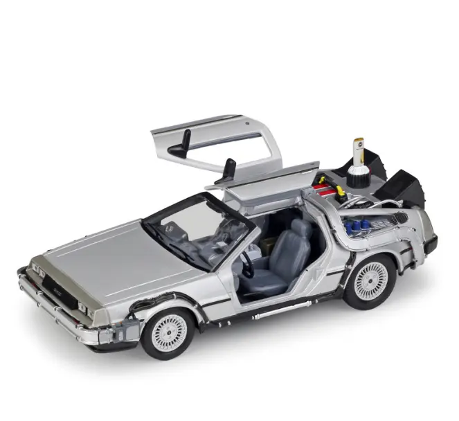 WELLY 1:24 Movie Car Back To Future Vehicle Simulation Diecast Alloy Car Model Classic Car Collection Decoration Mental