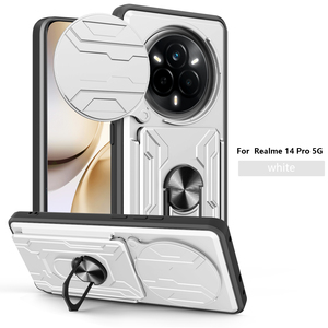 Funda Realme 14 Pro, Tipo Armadura Mecánica, con Ranura para Tarjetas, Ventana Deslizante, Soporte, Protector de Cámara, Carcasa Trasera Rígida de PC, Resistente a Impactos - Product Image 1